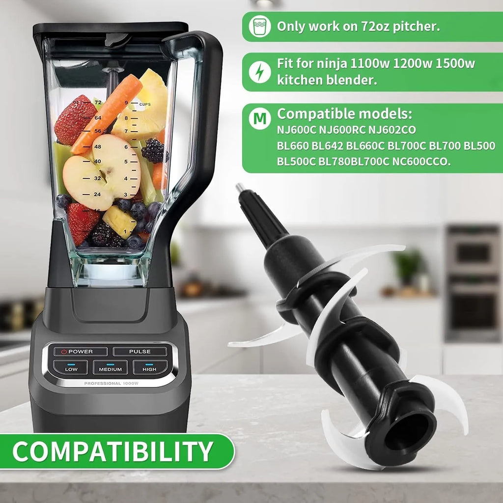 Stainless steel six-stack blade set and knife seat accessory for juicers measuring 10x10x21cm