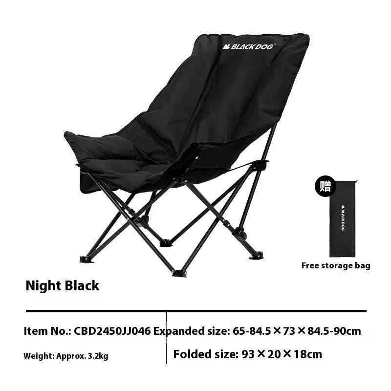 Night black camping recliner chair with Oxford fabric and carrying handles