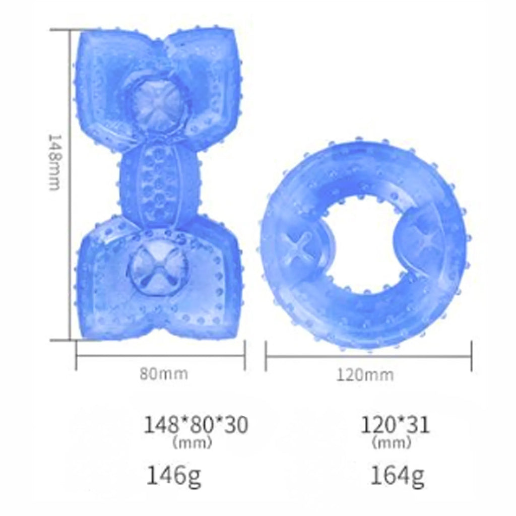 Freezable blue dog chew toy for teething puppies and cooling relief.