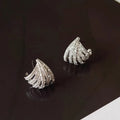 Women's geometric line design earrings with platinum electroplated finish on zircon material
