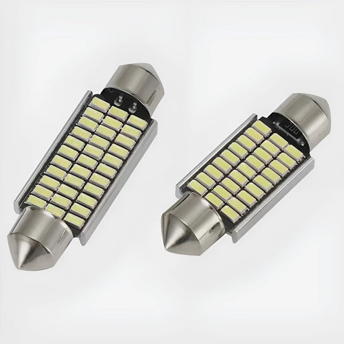 Aluminium car roof light with double-tip design for vehicle interior illumination in white colour