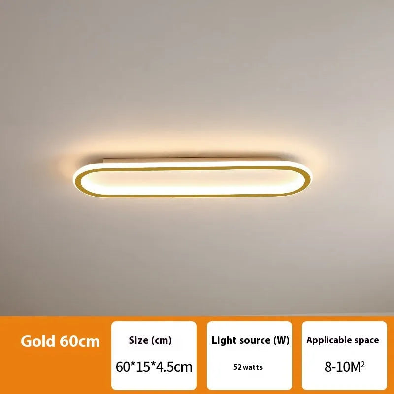 Minimalist black aluminium strip ceiling lamp with PVC shade mounted on a white ceiling