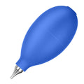 Blue rubber handheld dust removal ball air blower for cleaning cameras and mobile phones.