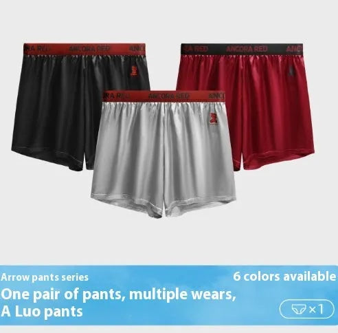 Solid colour men's boxer briefs in polyester knit fabric showing mid waist design