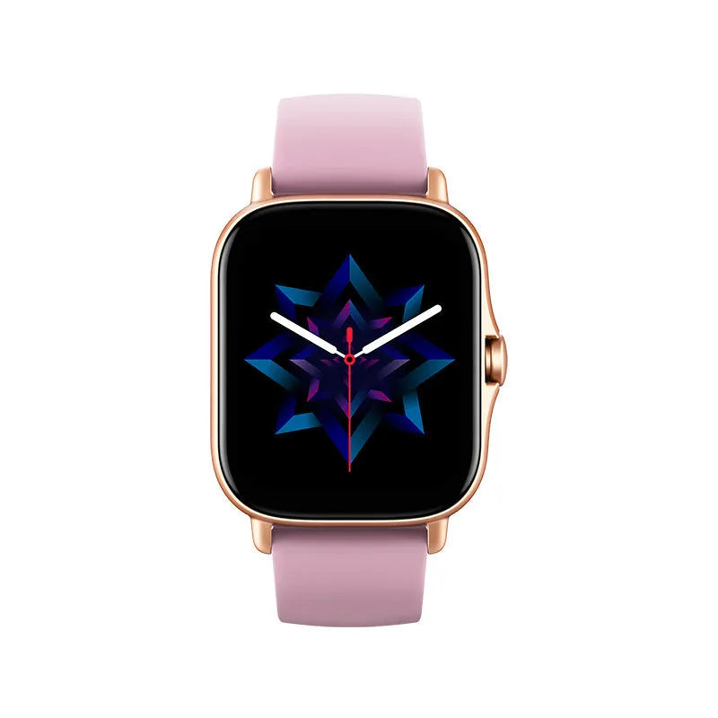 GT20 black alloy smartwatch with silicone strap showing heart rate monitoring on screen