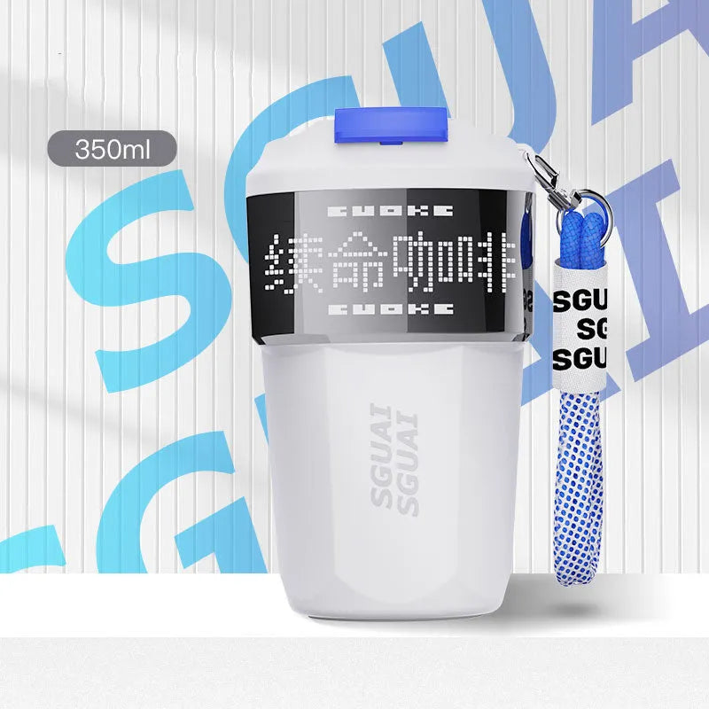 Japanese-style portable stainless steel coffee cup in blue, grey, orange, or white