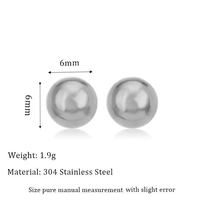 Stainless steel ball stud earrings in gold and silver colours with geometric round design