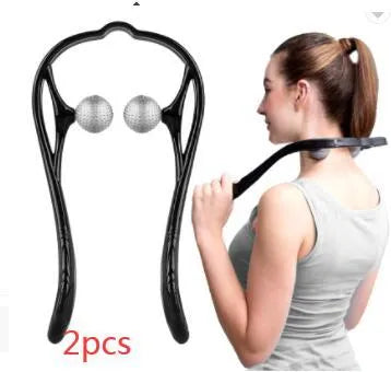 Plastic swan-shaped neck massager hand roller with adjustable stand in blue colour showing 3D floating-point massage design
