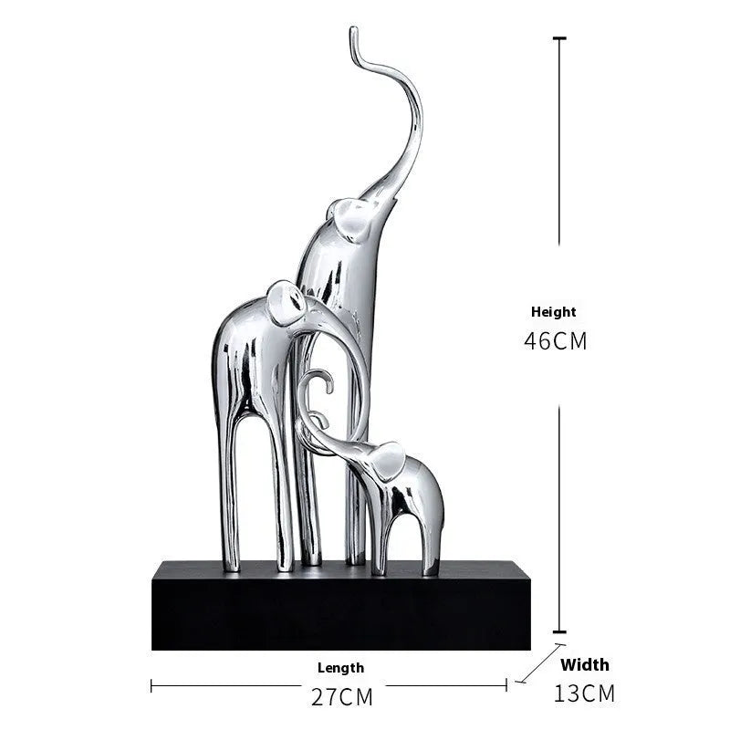 Fortune Bring Elephant decorative resin statue in bright gold electroplated finish with European styling