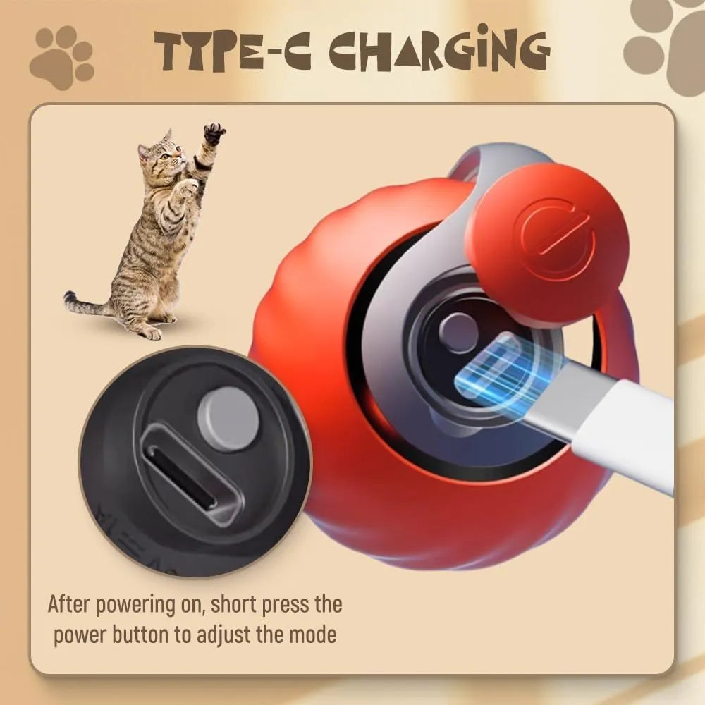 Interactive self-rolling ball toy for cats and dogs, blue, durable bite-resistant material, 55mm