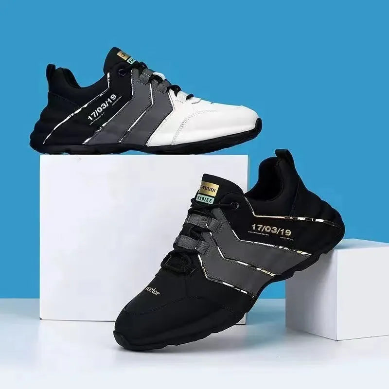 Teenagers casual low-top sneakers with mesh lining and round toe in black and grey colour
