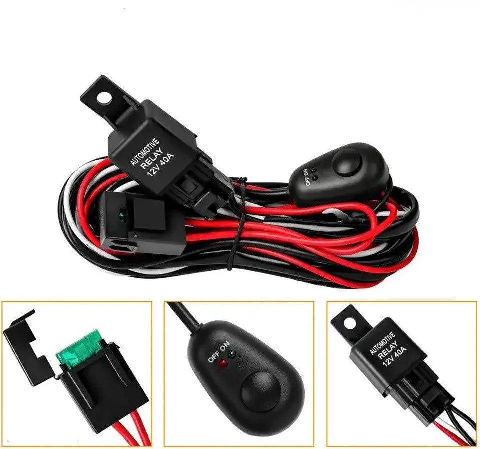 One drag two 2 m LED roof spotlight wiring harness with silicone insulation for automotive work lights