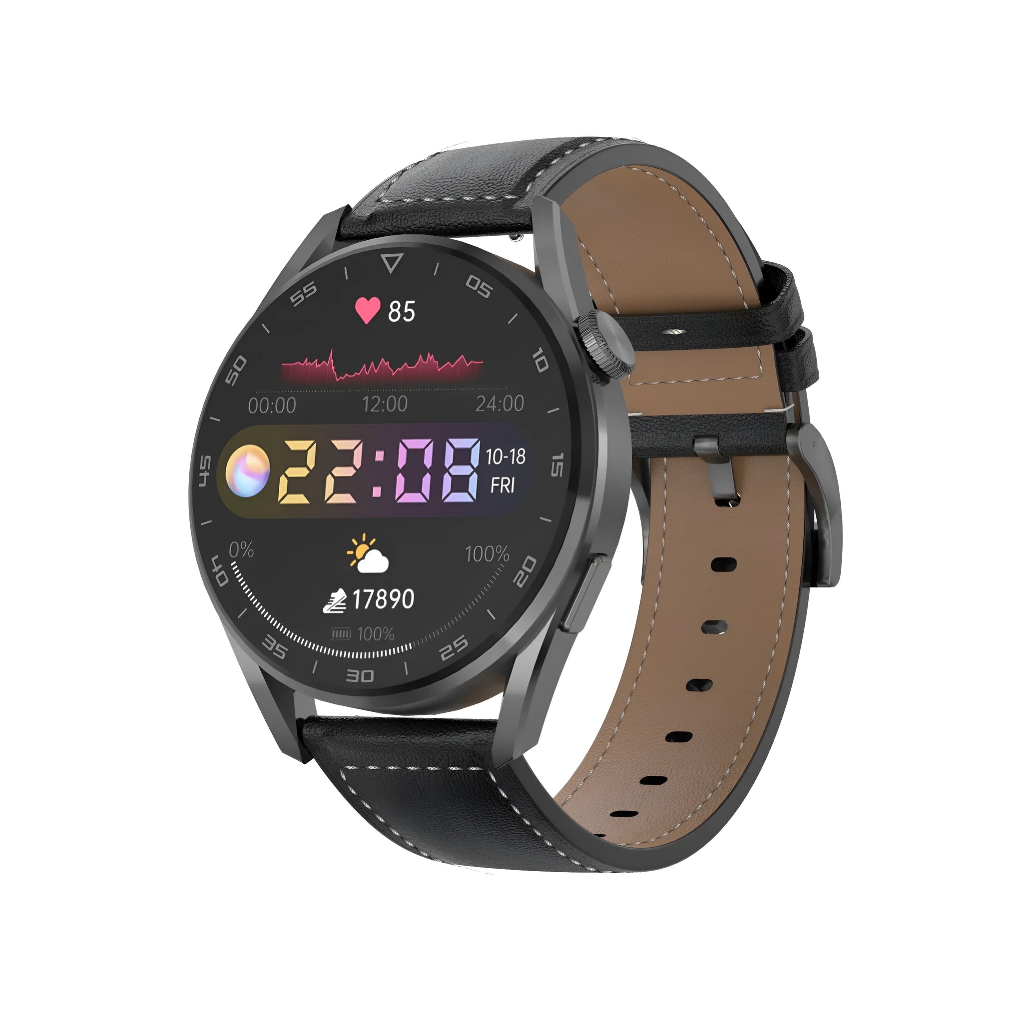 Bluetooth smart watch with call functionality and QR code scanning on wrist showing 1.3-inch display