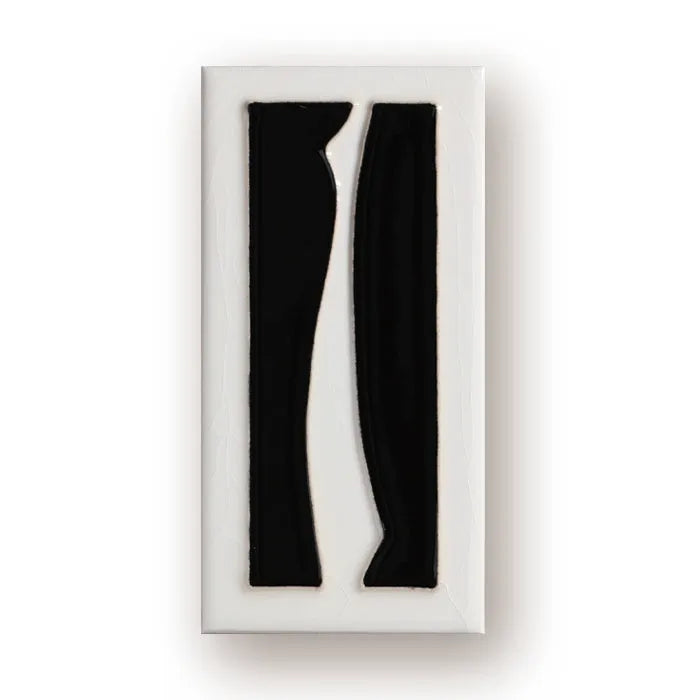 Handmade retro-style ceramic door number plaque with enamel finish, shown with the number 5.
