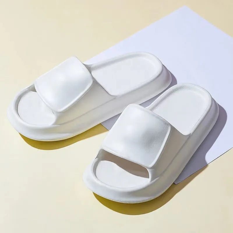 Soft EVA flip-flop slippers with a thick sole, shown in multiple colour options.