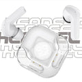 Transparent TWS Bluetooth wireless earbuds in five colour options on charging case