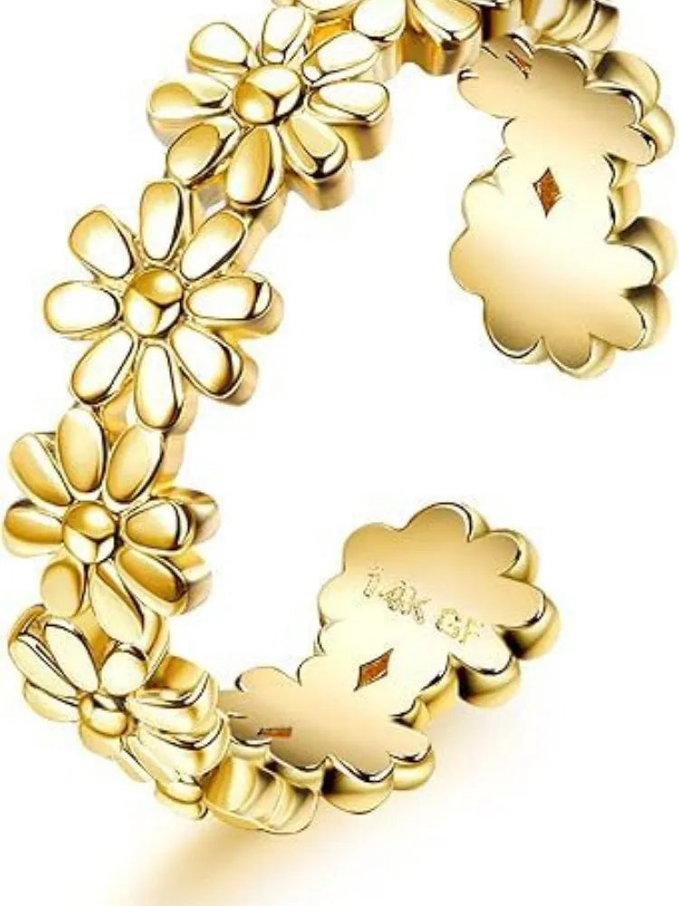 Geometric toe ring with 14K gold plating showing rhinestone and water drop design options