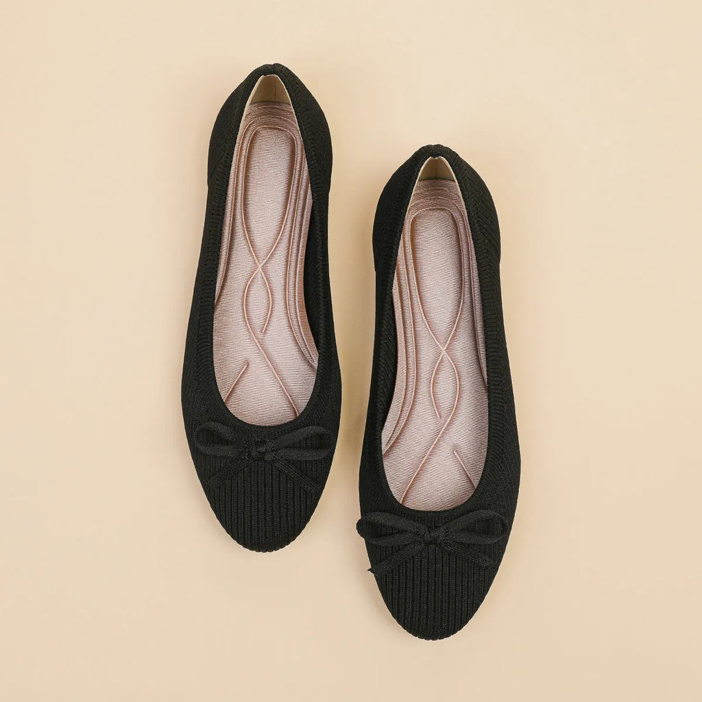 Women's round toe shallow mouth flat pumps in butterfly colours with fabric upper and flat heel