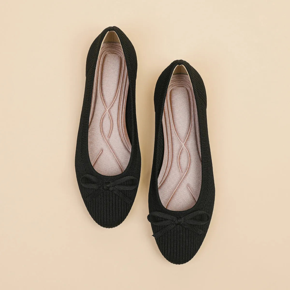 Women's round toe shallow mouth flat pumps in butterfly colours with fabric upper and flat heel