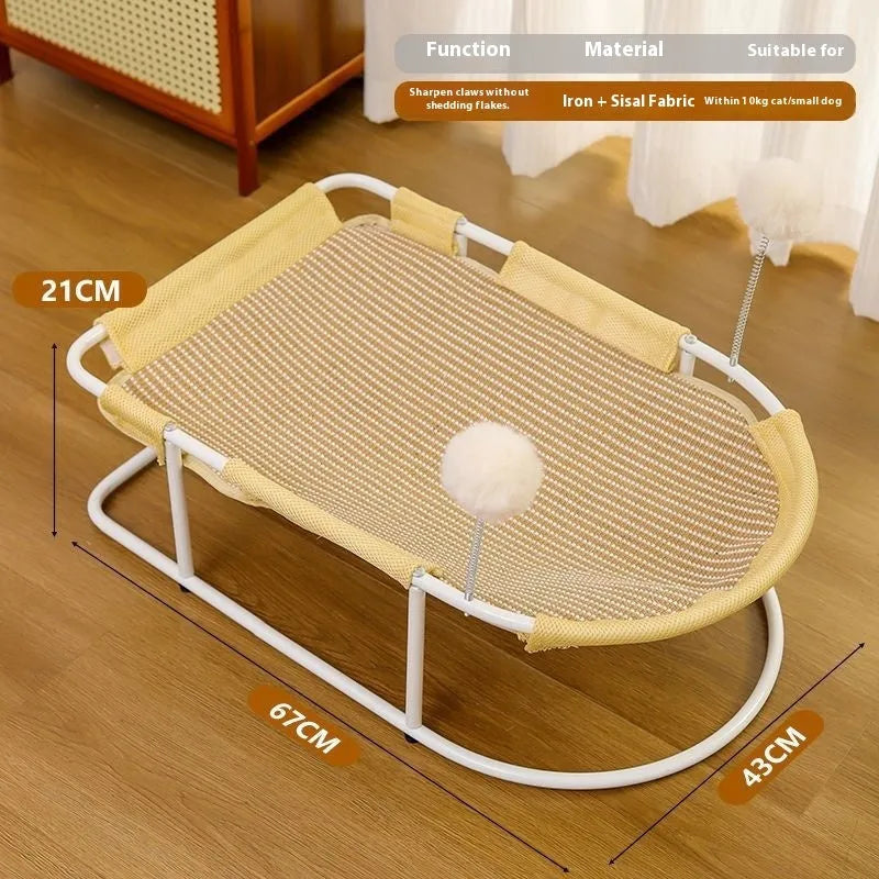 Large grey fabric cat kennel with breathable bracket design for indoor pet use