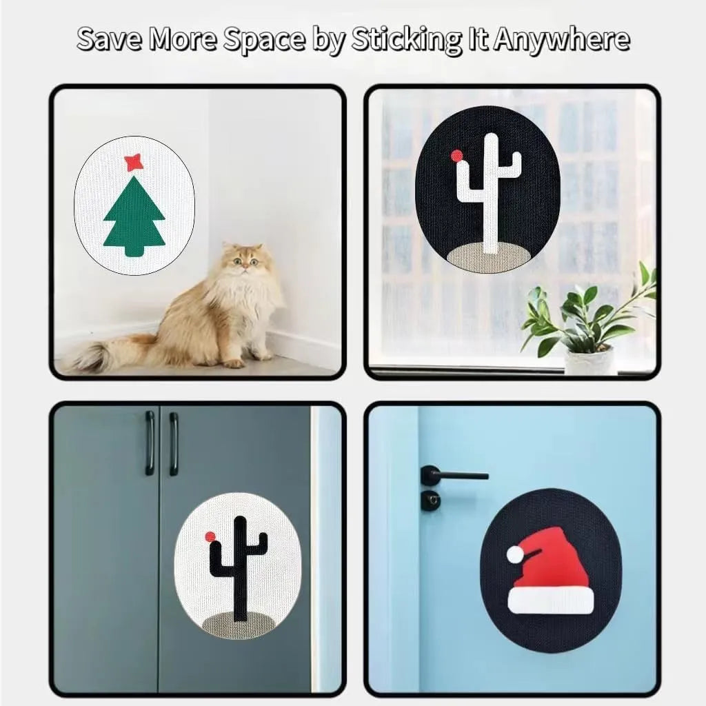 Wall-mounted cat scratching pad with decorative design for indoor cats