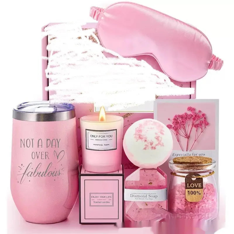 Soy wax aromatherapy candle bath gift set in a box with modern simplicity design.