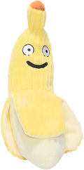 Yellow banana-shaped cat toy with plush fabric, measuring 33cm long