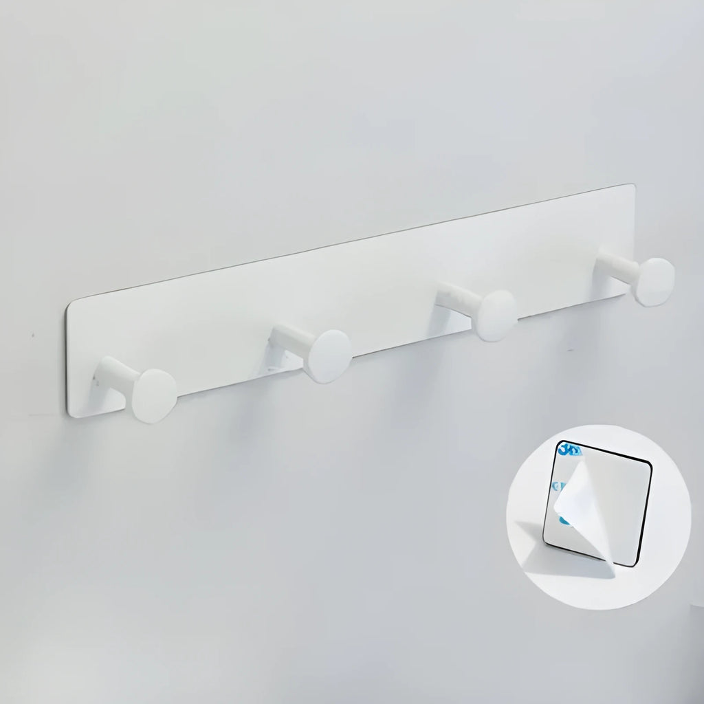 Screwless punch-free wall hook with mushroom hooks for shower doors, white double-sided tape mounting
