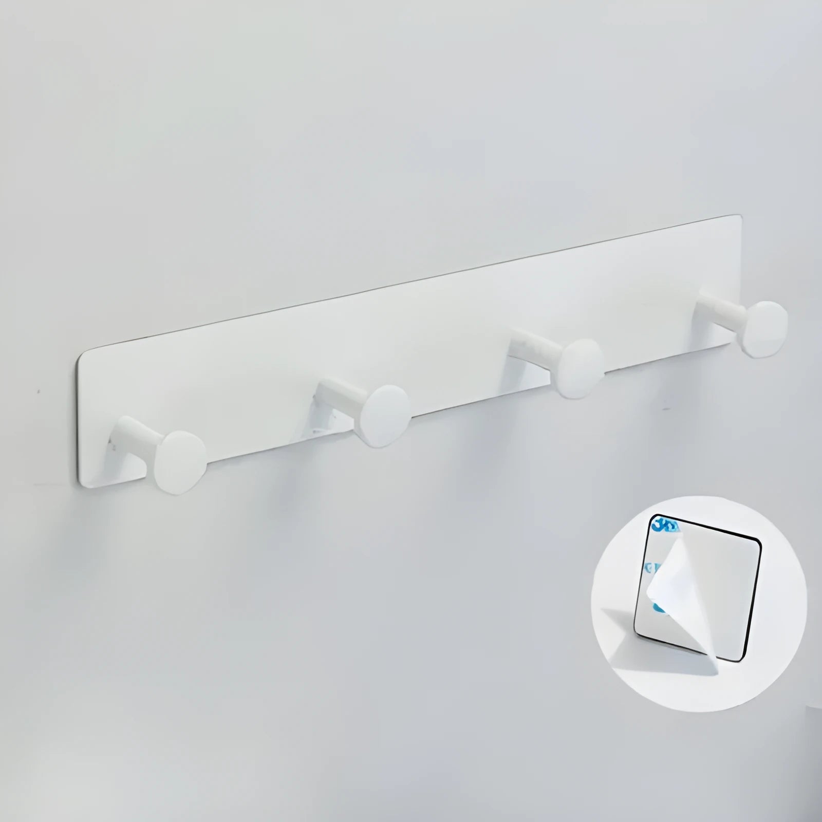 Screwless punch-free wall hook with mushroom hooks for shower doors, white double-sided tape mounting