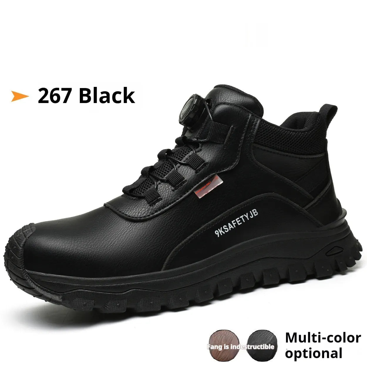 Flyknit leather work shoes with rubber sole in multiple colour options