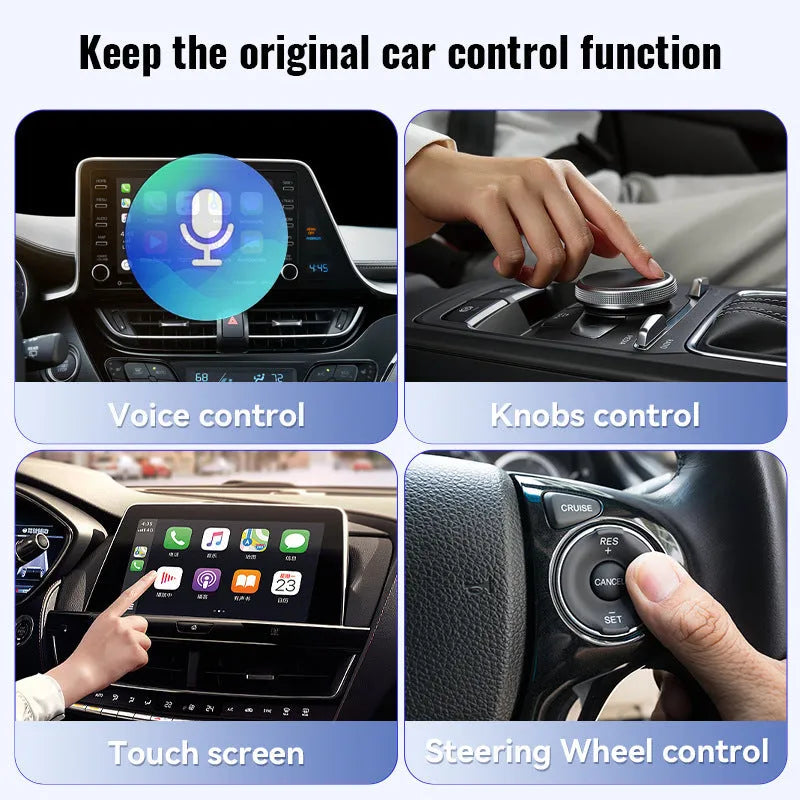 Black mini 2-in-1 CarPlay USB interface adapter with 26x55x13mm dimensions