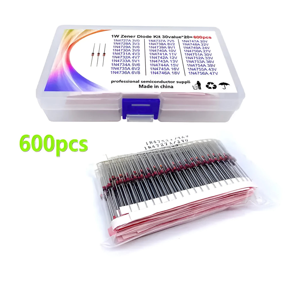 Glass packaged 1W Zener diode with boxed packaging for electronic circuits