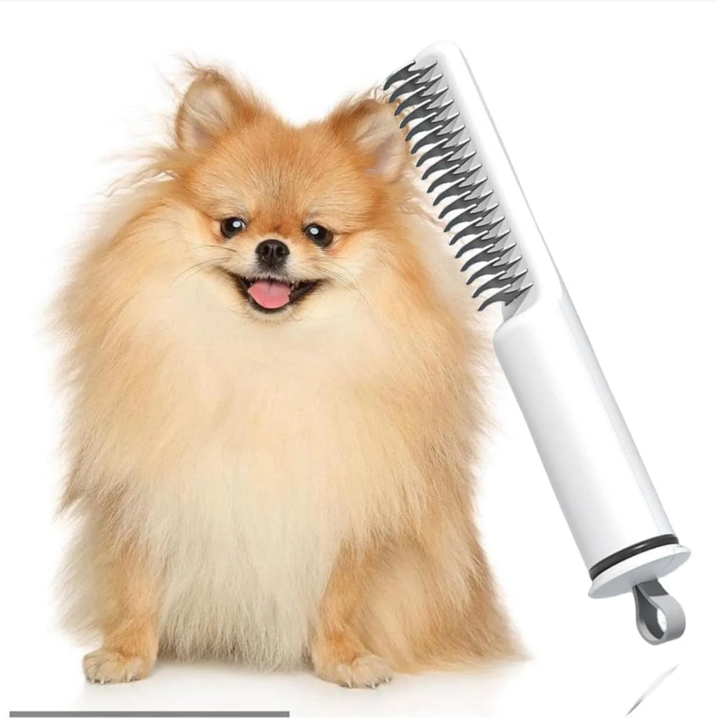 Stainless steel dematting comb with ergonomic handle for pet grooming