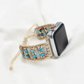 Stone leather rope watch band for Apple Watch in blue, fitting 38mm to 49mm case sizes