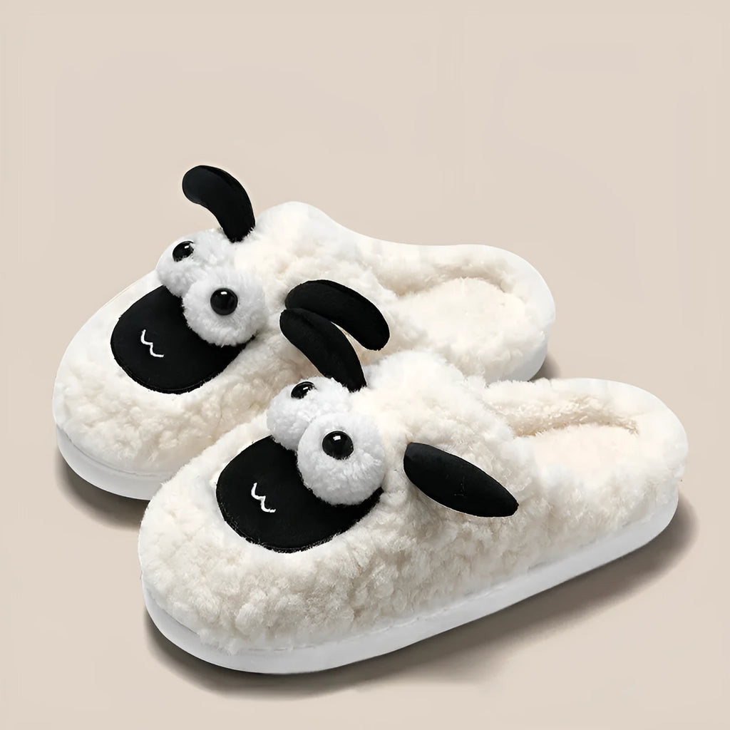 Brown suede slip-on slippers with PVC sole for indoor comfort
