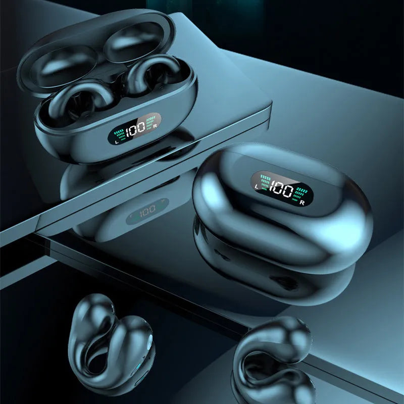 Bone conduction Bluetooth headset clip in ear clip design with noise reduction features