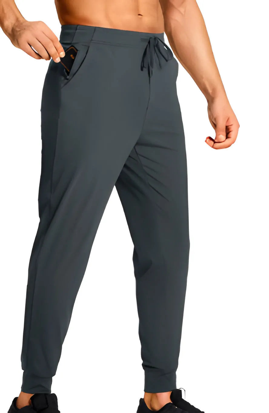 Men's loose fit polyester casual trousers in solid colour with size range from XS to 4XL