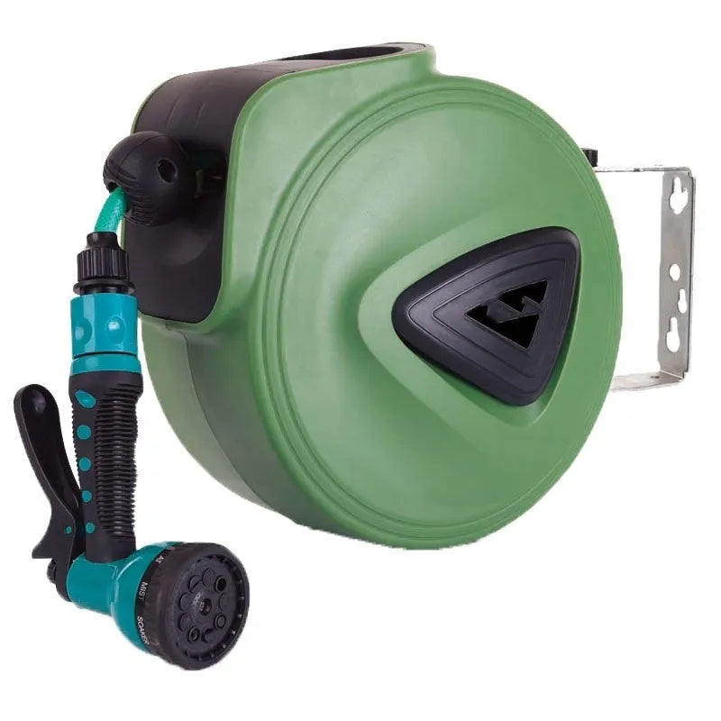 Automatic retractable hose reel with PVC housing for 10 metre water pipe storage