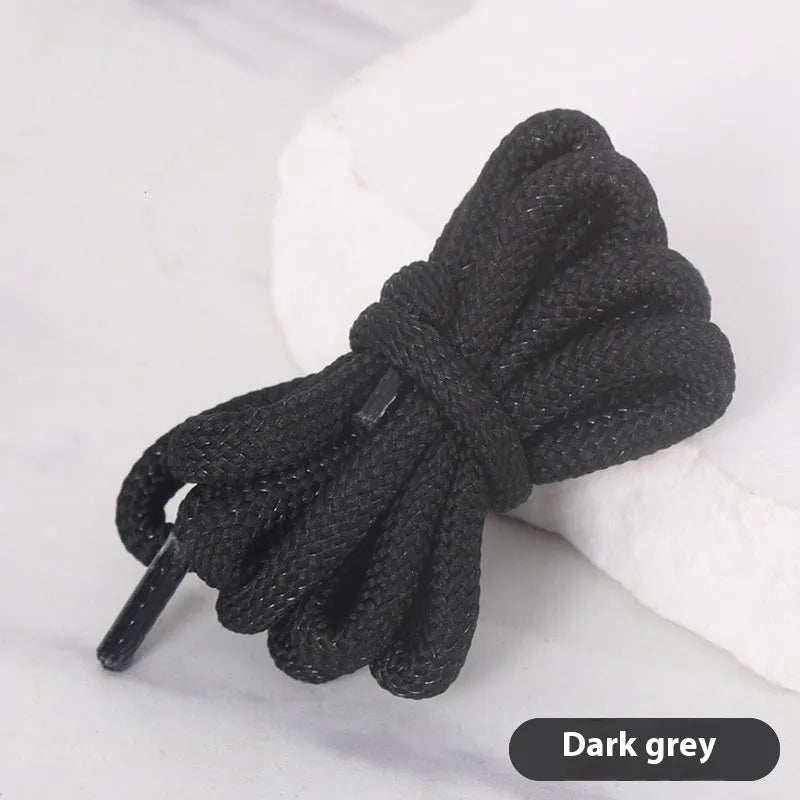 A selection of round braided shoelaces and hoodie cords in various colours, showing 1.0cm width