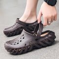 Men's beige hollow out design EVA slippers sandals with round toe and non-slip sole