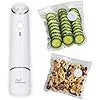 White USB electric vacuum pump with five 26x28cm plastic storage bags featuring zip-lock seals