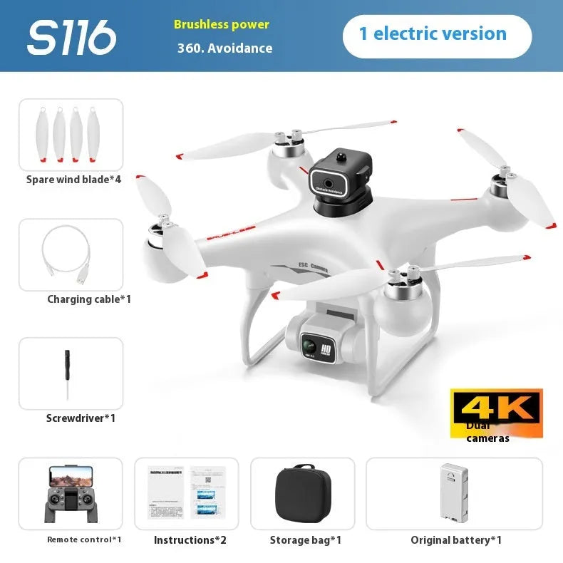 Black HD brushless UAV drone with four-side obstacle avoidance and dual camera for aerial photography training