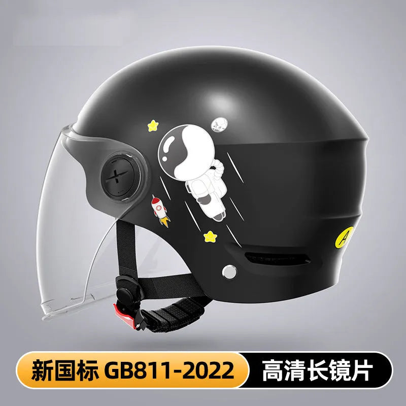 Khaki electric motorcycle half helmet with ABS construction for summer commuting