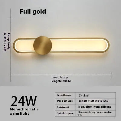 Modern minimalist round black iron wall lamp with 60cm diameter and warm LED light for living room