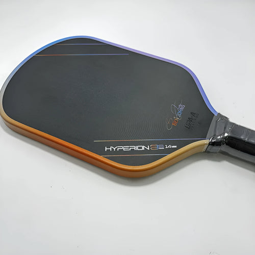 Aurora Hyperion 3s carbon fibre pickleball racket with matte Teflon surface measuring 418x190mm