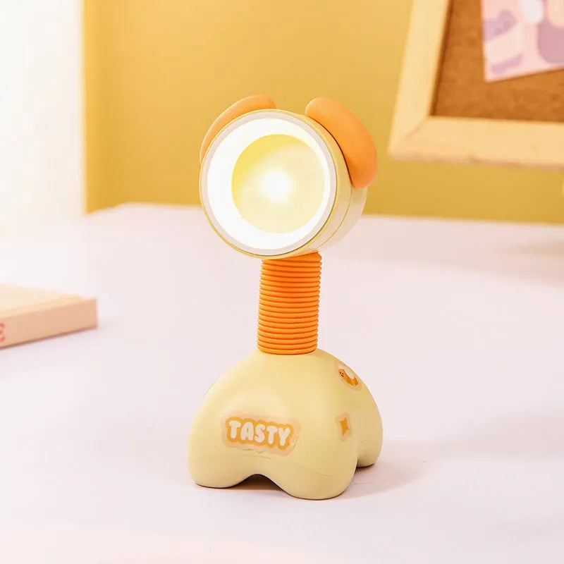DIY cartoon magnetic small night lamp showing adjustable lighting angle and bear design