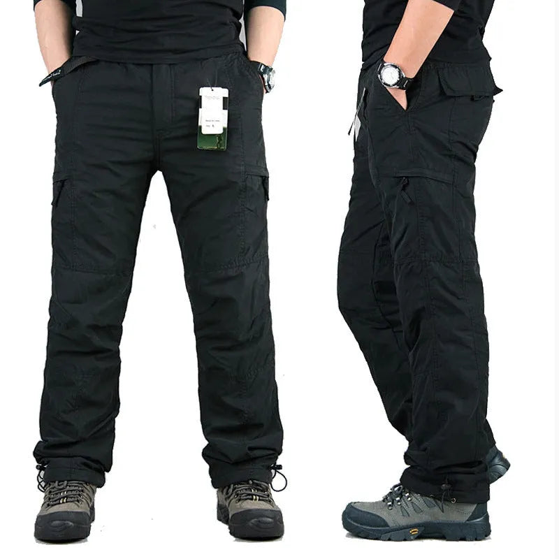 Men's thick velvet overalls with wool lining in stone-washed cotton fabric