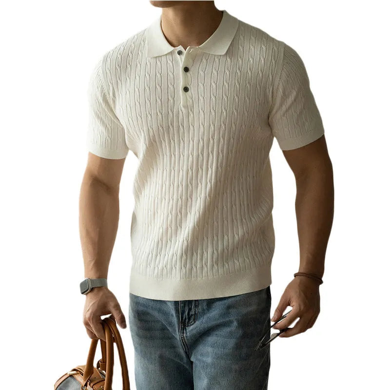 Men's short sleeve top in black khaki or white colours for business commuting wear