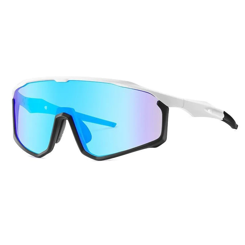 Full-frame mountaineering goggles for climbing with colourful UV-protective lenses on a black background.