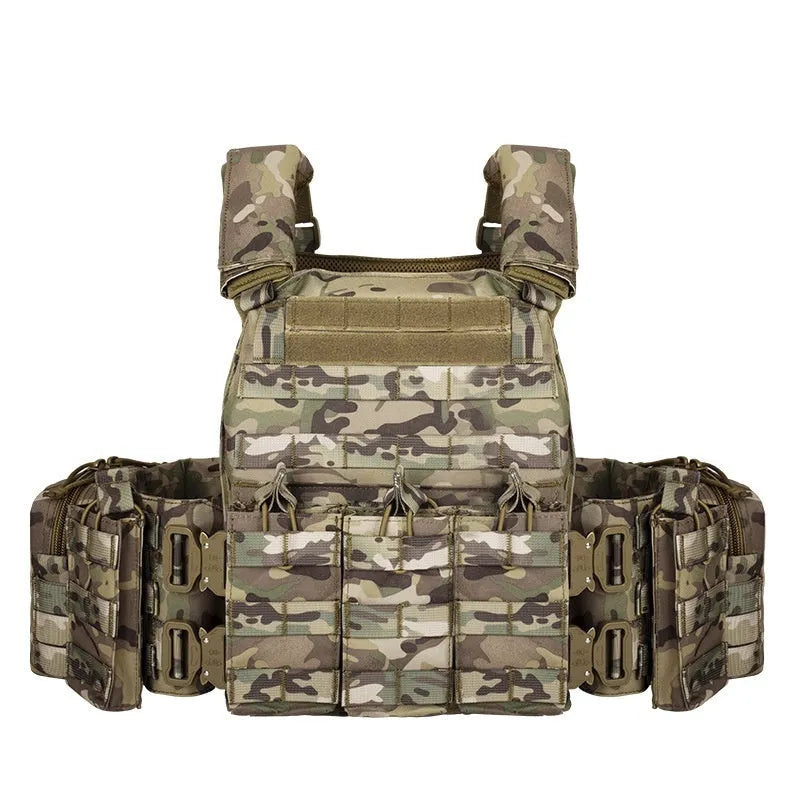 Men's camouflage tactical vest in polyester fabric for outdoor wear-resistant use